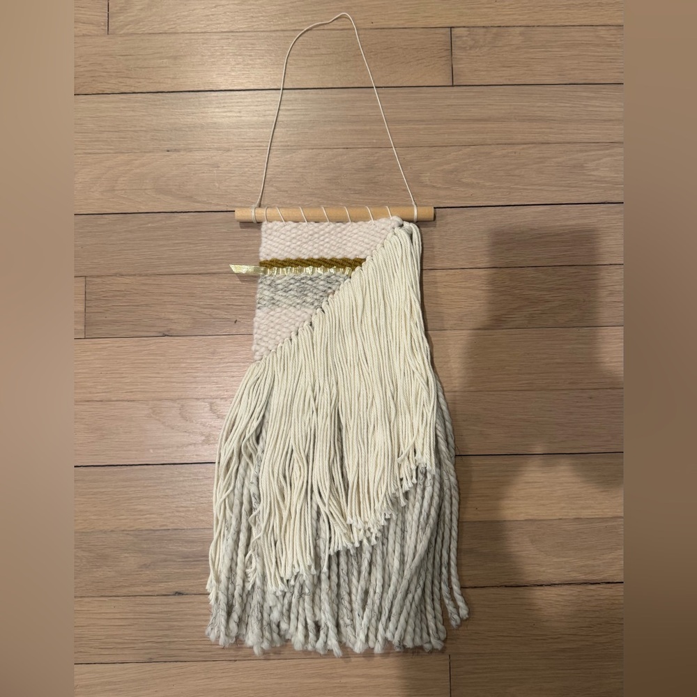 Handwoven Wall Hanging - Cream and Light Gray